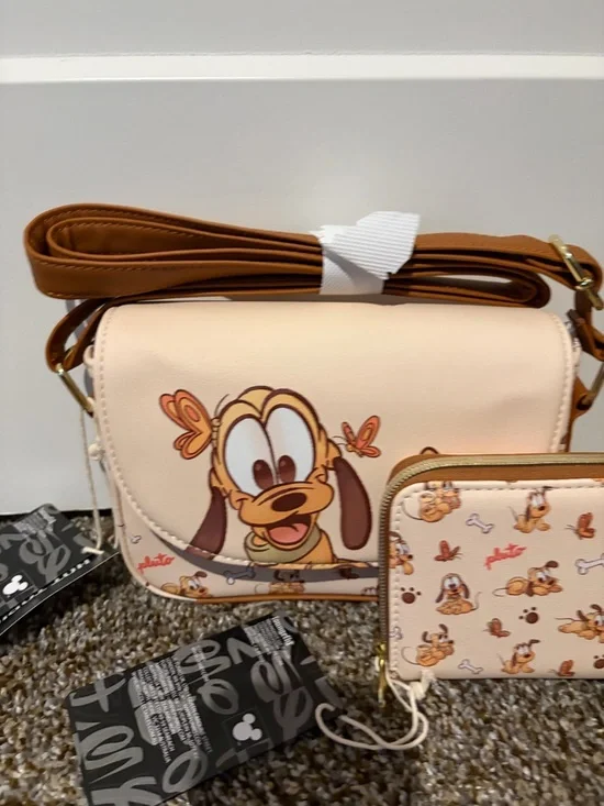 Disney Baby Pluto Loungefly Mini Crossbody & Wallet - Picture 5 of 8